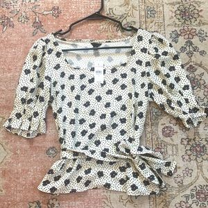 Ann Taylor Short Sleeve Tie Waist Blouse Size XS